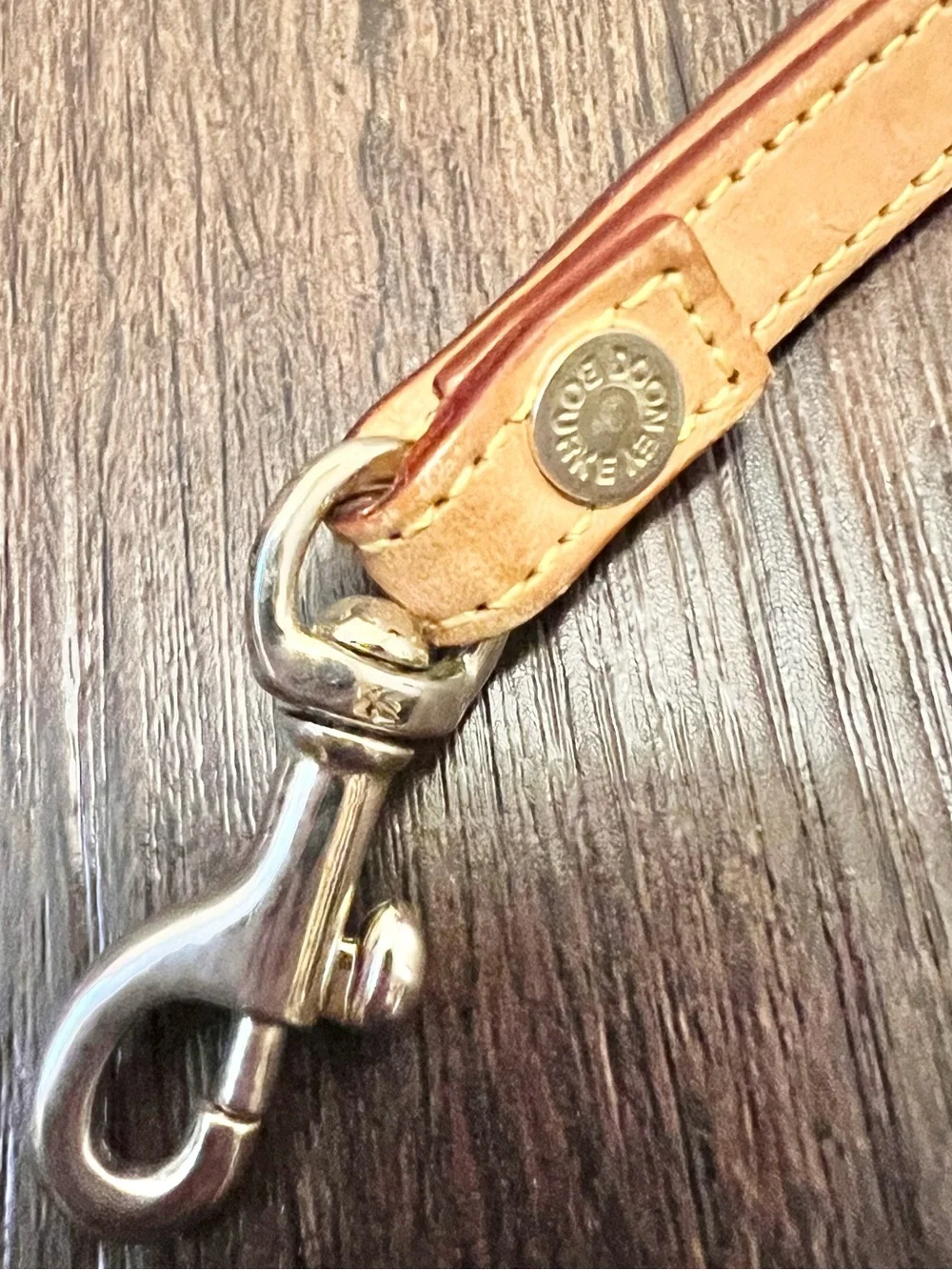 Dooney & Bourke Leather Wristlet Strap in Tan